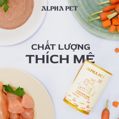 PATE ALPHA PET CHO CHÓ MÈO TỪ 1 THÁNG TUỔI LON 400GRAM