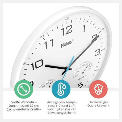 ĐỒNG HỒ TREO TƯỜNG MEBUS NỘI ĐỊA ĐỨC size 30cm Hàng chính hãng