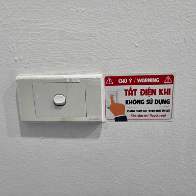 Tem Nhắc Nhở Tắt Điện, Tem Nhựa Decal Dán Cảnh Báo Tắt Điện Khi Không Sử Dụng, An Toàn, Dán Lên Mọi Bề Mặt. Takyhome 5006