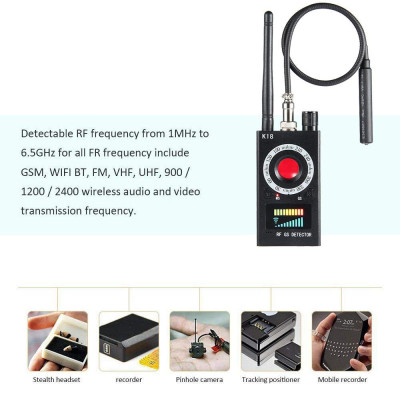 Máy phát hiện Theo Dõi Camera, GPS, Định Vị K18 RF Detector Cao Cấp - Hàng Nhập Khẩu