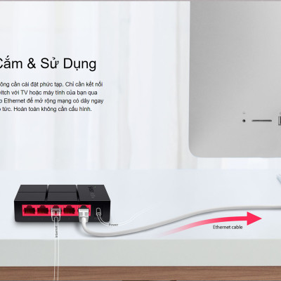Bộ Chia Tín Hiệu Switch Để Bàn Mercusys MS105G 5 Cổng 10/100/1000 Mbps - Hàng Chính Hãng