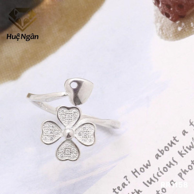 Nhẫn bạc Ý 925 Huệ Ngân - Cỏ bốn lá may mắn RR1158