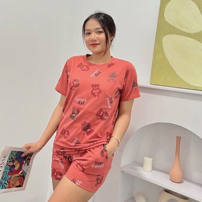 Đồ Bộ Nữ mặc nhà quần đùi dễ thương cotton DN3 - Set bộ ngủ thun cotton - Bộ đồ nữ mặc nhà