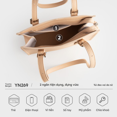 Túi Yuumy ( Thời trang nữ kiểu dáng thanh lịch size 24 - Túi đeo vai da Bergen YN269 )