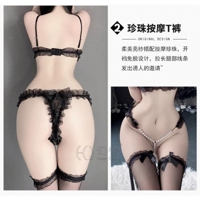 Bộ Đồ Lót Ren Sexy Có Đính Hạt Gợi Cảm Gồm Áo Bra Và Quần Lót ,Đồ Lót Ren Nơ Quyến Rũ C054
