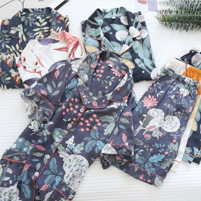 Bộ Đồ Pijama Nữ Cao Cấp Azuno BN0045 Mặc Nhà Ngắn Tay Chất Liệu Cotton Lụa Mặc Mùa Hè Rất Mát