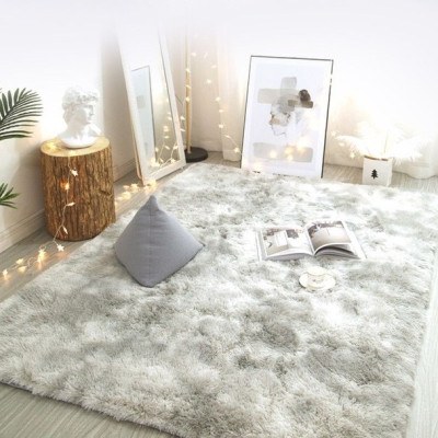 Thảm Lông Dài Trải Sàn Cao Cấp Kiểu Loang - xám nhạt - 1m6x2m