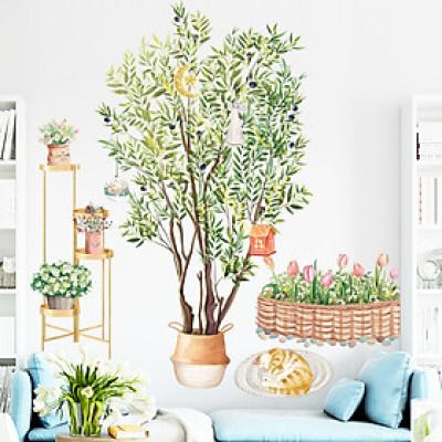 Decal dán tường cho bé Sticker dán tường in chất lượng cao có keo mặt sau mẫu Cây Trang Trí ZH82