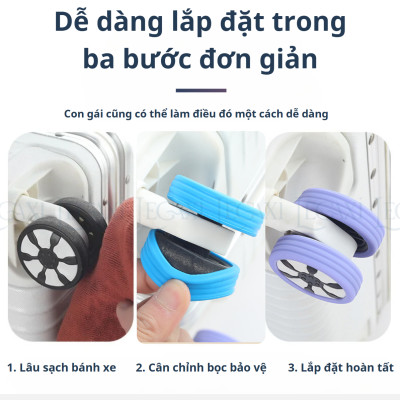 Bộ 8 Bọc Cao Su Bánh Xe Vali Silicone Bảo Vệ Giảm Tiếng Ồn, Chống Mài Mòn Cho Vali Hành Lý Phụ Kiện