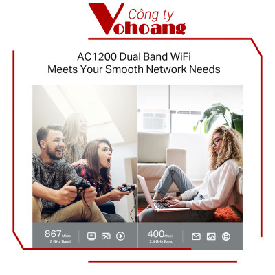 Bộ Phát Wifi TP-Link Archer C64 Băng Tần Kép Chuẩn AC1200 - Hàng Chính Hãng