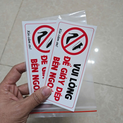 Tem Để Giầy Dép Bên Ngoài, Tem Decal Nhựa Dán Chú Ý, Nhắc Nhở Để Giầy Dép Bên Ngoài Phòng Để Giữ Vệ Sinh. Takyhome 5003