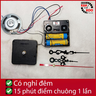 Bộ máy phát nhạc chuông điểm giờ cho đồng hồ treo tường có 2 chế độ phát: 15p điểm 1 lần và 60p 1 lần- 3 kiểu nhạc- có chế độ nghỉ đêm LOẠI 1 BẢO HÀNH chính hãƞg 24 THÁNG