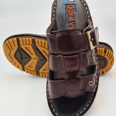 DÉP NAM BA QUAI DA BÒ,QUAI CÓ GẮN KHUY ĐẸP MẮT 