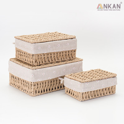 Giỏ Đựng Mỹ Phẩm Có Nắp ANKAN Dùng Để Bàn, Đựng Đồ Mini, Sắp Xếp Đồ Đạc Gọn Gàng, Ngăn Nắp