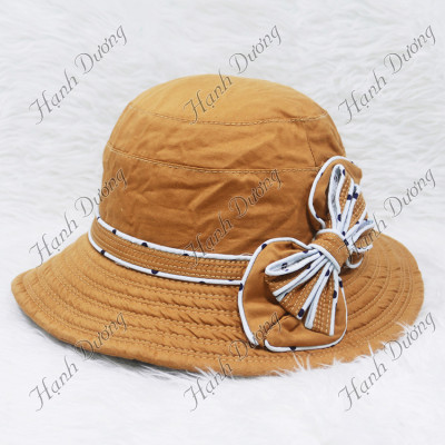 Mũ vành rộng nữ gắn nơ 2 cánh viền dễ thương độc đáo, vành rộng 7cm , chất liệu vải cao cấp - Hạnh Dương