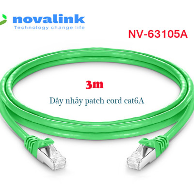 Dây nhảy mạng Cat6a màu xanh lá cây Novalink (0.5m/1m/2m/3m/10m/15m) | Patch cord cat6a 10Gbps băng thông 550MHz - hàng chính hãng