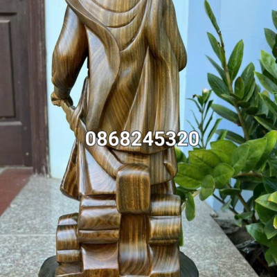 Tượng trần quốc tuấn trần hưng đạo vương bằng gỗ trắc xanh cực đẹp kt cao 60×21×16cm