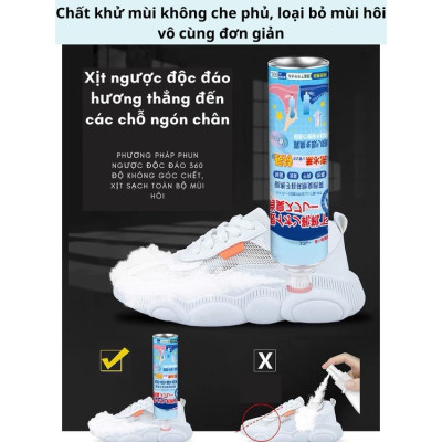 Chai xịt khử mùi giày dép, chiết xuất từ thực vật tự nhiên dễ dàng khử mùi hôi, diệt vi khuẩn, bảo vệ giày - Hàng chính hãng