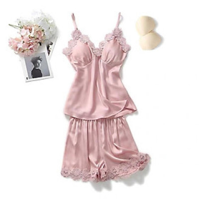 Bộ đồ ngủ lụa cao  cao cấp ren hoa B913-2