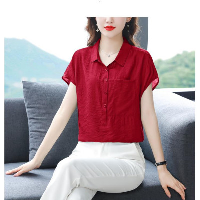 Áo sơ mi nữ form rộng tay ngắn, chất liệu Đũi tơ mềm mát, áo kiểu nữ, form trẻ trung, năng động, T73