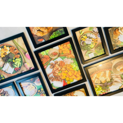 Bộ 11 khung ảnh treo tường trang trí decor quán bún đậu mắm tôm  kèm đinh treo