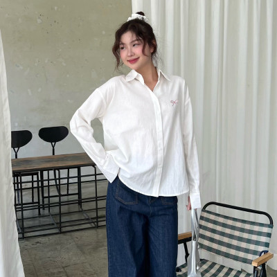 Áo sơ mi nữ thêu nơ trẻ trung nữ tính thích hợp đi làm đi chơi Bow Miều Est.2013