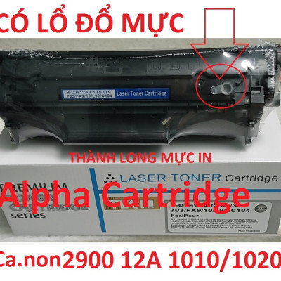 Hộp mực 12A dành cho HP LaserJet 1010/1015/1020/3015/3020/3030/3050 Canon 2900/ L11121E Canon L120, MF4122, MF4150, MF4680, L140, L160, MF4270, MF4320d, MF4350d 3000 FX9 FX10 CÓ LỔ ĐỔ MỰC Hàng chính hãng Alpha Cartridge