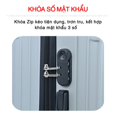 Vali du lịch kéo cao cấp Size 24inch- Chất lượng cao  KS-155 - Xanh lam nhạt