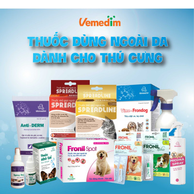 Vemedim Flucozol pet dùng cho chó, mèo, thỏ, chim cảnh, gà cảnh nấm ngoài da, nấm hô hấp, chai 30ml