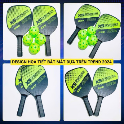 Bộ 2 Vợt Pickleball Siêu Nhẹ, Chuyên Nghiệp, Tặng Kèm Túi Đựng 4 Quả Bóng, Bền Đẹp - HÀNG CHÍNH HÃNG MINIIN