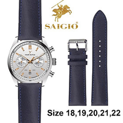 Dây Đồng Hồ Da Bò Thật 100%, Kiếu Cổ Điển, Cao Cấp - Sang Trọng, Mặt Lót Chống Thấm Mồ Hôi, Tích Hợp Lớp Gia Cố Chống Giãn Đặc Biệt, Phụ Kiện Khóa và Chốt Bằng Thép Không Gỉ 316L, Nhiều Màu, Nhiều Size - Hàng Chính Hãng SAIGIO