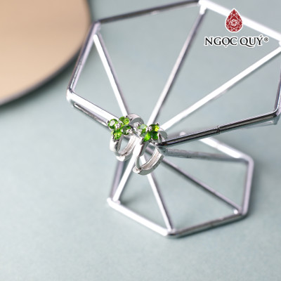Bông tai bạc đính đá diopside mệnh hỏa mộc - Ngọc Quý Gemstones