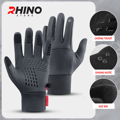 Găng tay giữ ấm mùa đông chống gió, kháng nước mưa Rhino G101 Bao tay thể thao cảm ứng điện thoại đi xe máy, xe đạp lót nỉ cho nam nữ, bảo hộ đi phượt