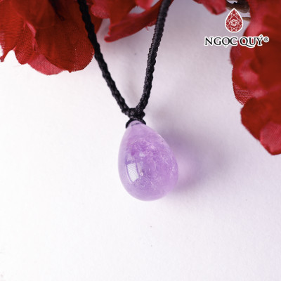 Mặt dây chuyền hình giọt nước đá thạch anh tím lavender 15x22mm mệnh hỏa. thổ - Ngọc Quý Gemstones