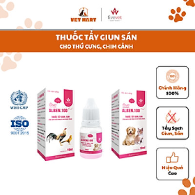 Five-Alben100 Oral For Pet - Thuốc Tẩy Giun, Sán Cho Gà Đá, Chim Cảnh, Thú Cưng (10ml)