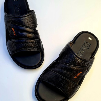 Dép quai ngang nam da bò tự nhiên DONAVY cao cấp kiểu dấu X may chắc chắn DQN4X