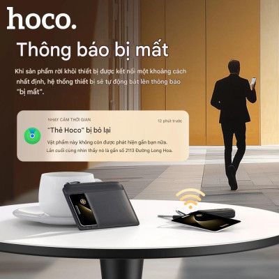 Thiết bị định vị Hoco E92 tích hợp pin, có thể sạc lại bằng sạc không dây, chống nước IP68, dạng thẻ siêu mỏng, định vị toàn cầu chống thất lạc - Hàng chính hãng