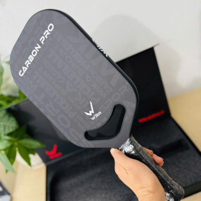 Vợt Pickleball Wi-ka Carbon Pro mầu đen T1000 - Khe hở kim cương tối đa trọng lượng, kiểm soát bóng tốt
