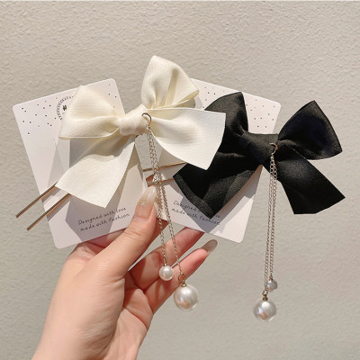 Trâm cài tóc cài búi tóc ghim cài tóc nơ thả ngọc trai phong cách Hàn Quốc