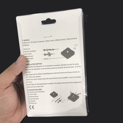 Bộ Máy Đồng Hồ Treo Tường Kim Trôi Quartz Shouse 5168-S có đủ bộ kim không gây tiếng động dùng để thay thế