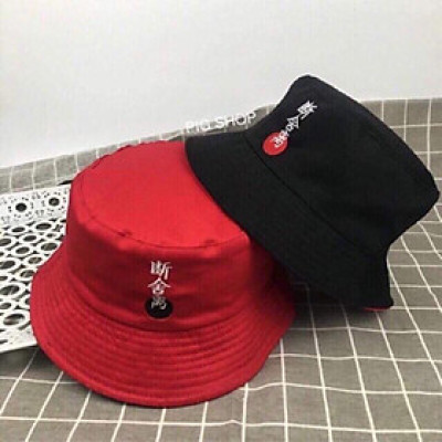 Mũ bucket tai bèo nam thêu chữ tàu độc đáo, vành rộng 6.5cm chống nắng tốt, vải kaki 2 lớp - Hạnh Dương