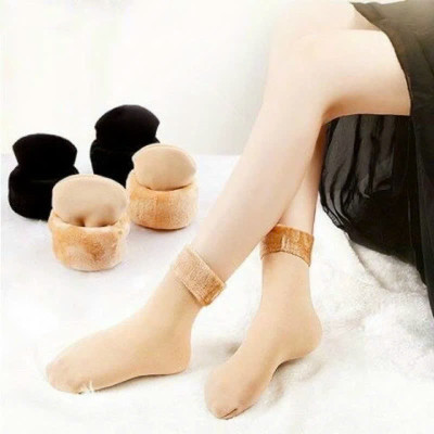 Combo 2 Đôi Tất Nữ Lót Lông Cổ Cao Siêu Ấm Áp Giữ Nhiệt Rất Tốt Màu Đen