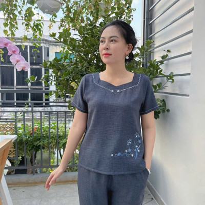 ️ Đồ Bộ Trung Niên️ Mẫu Đồ Bộ Trung Niên Thêu Hoa Văn Thổ Cẩm Trẻ Trung, Thời Trang Trung Niên Cao Cấp