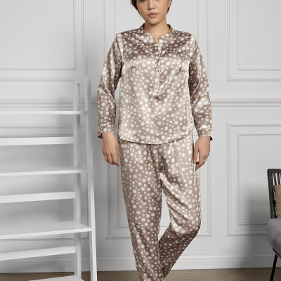 Đồ Bộ Nữ Mặc Nhà Pijama Dài Lụa Hàn Cổ Trụ Maxivic, La Mộc - MM112116