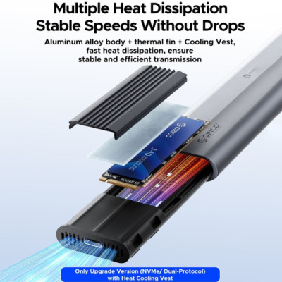 Hộp đựng ổ cứng SSD ORICO M.2 NVME TypeC - Tốc độ 10Gbps ORICO AXM2-G2-V1-GY-BP - Hàng Chính Hãng