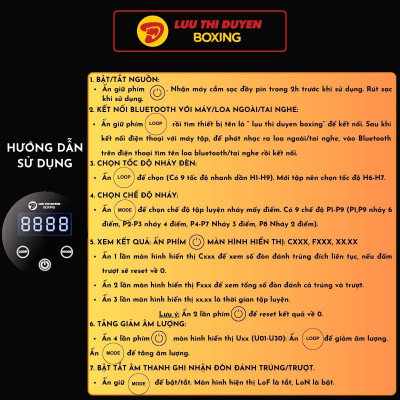 Máy đấm bốc âm nhạc - Lừu Thị Duyên Boxing - Phiên bản 6 điểm đấm - Kết nối bluetooth phát nhạc