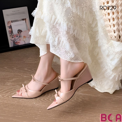 [NỮ TÍNH]  Giày Sandal Đế Xuồng Mũi Nhọn Quai Mảnh Cao 7P RO729 ROSATA tại BCASHOP - Sang Trọng - Tôn Dáng - Dễ Phối Đồ