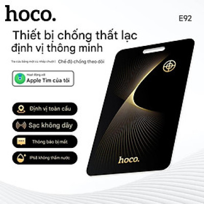 Thiết bị định vị Hoco E92 tích hợp pin, có thể sạc lại bằng sạc không dây, chống nước IP68, dạng thẻ siêu mỏng, định vị toàn cầu chống thất lạc - Hàng chính hãng