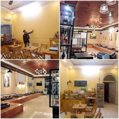 Bộ 10 Tấm Xốp Dán Tường 3D Giả Gạch Vàng Kem 70cmx77cm