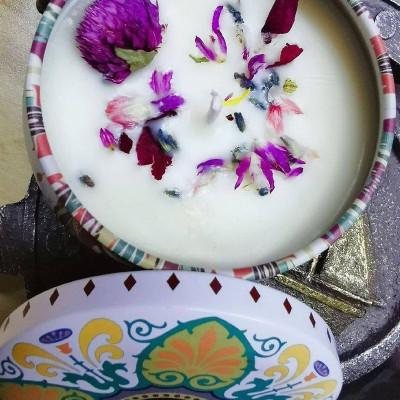 Combo 4 Lọ Sáp Nến Thơm Đốt Phòng/Nến Hoa Thơm Hoa Khô Thiên Nhiên - Chính Hãng MINIIN